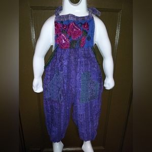Vintage Handmade Toddler Embroidered Festival Dungarees - Jumpsuit